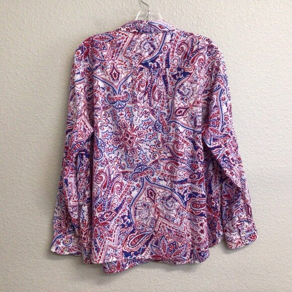 Talbots Print Shirt Top Women's Size 1XP Button Up Blouse Long Sleeve Paisley - Picture 10 of 10